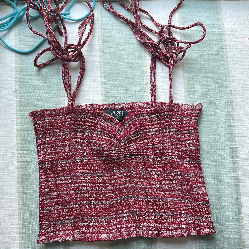 Red Smocked Camisole Tank Top